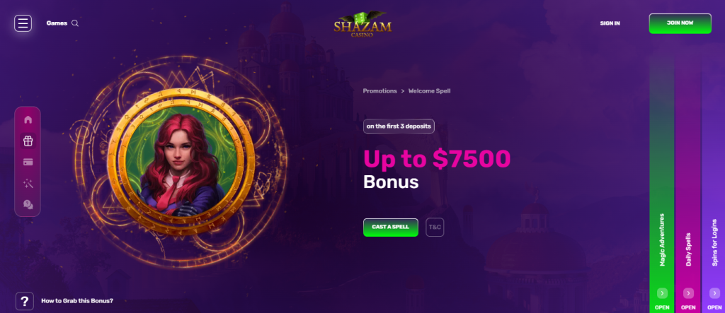 Shazam Casino bonus