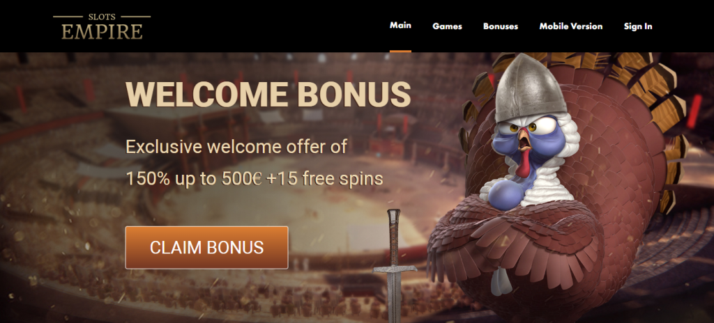 slots empire welcom bonus