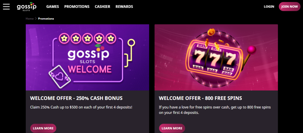Gossip Slots Casino promo